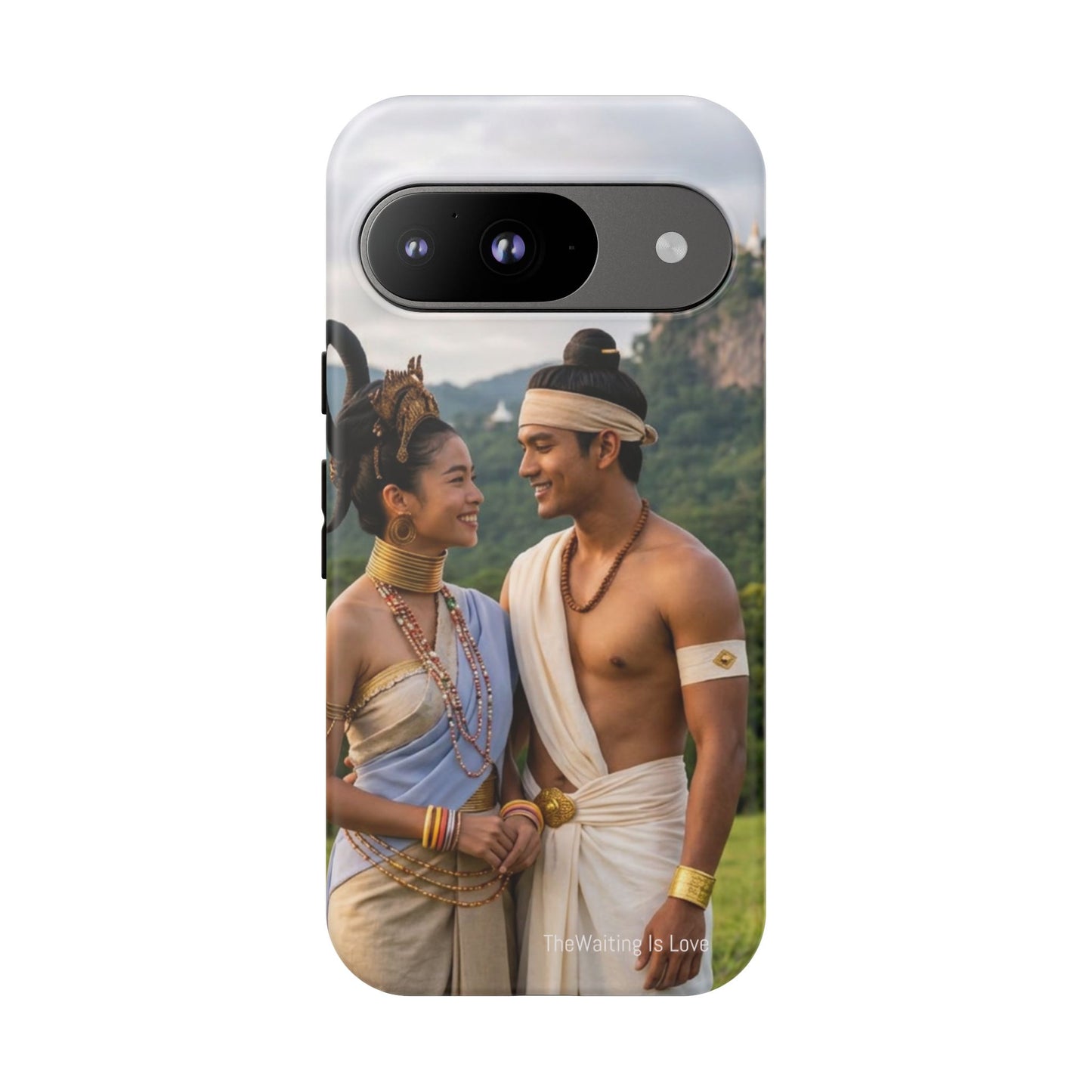 Phone Case — Romantic Couple Photo Print, Tropical Temple Landscape Protective Cover