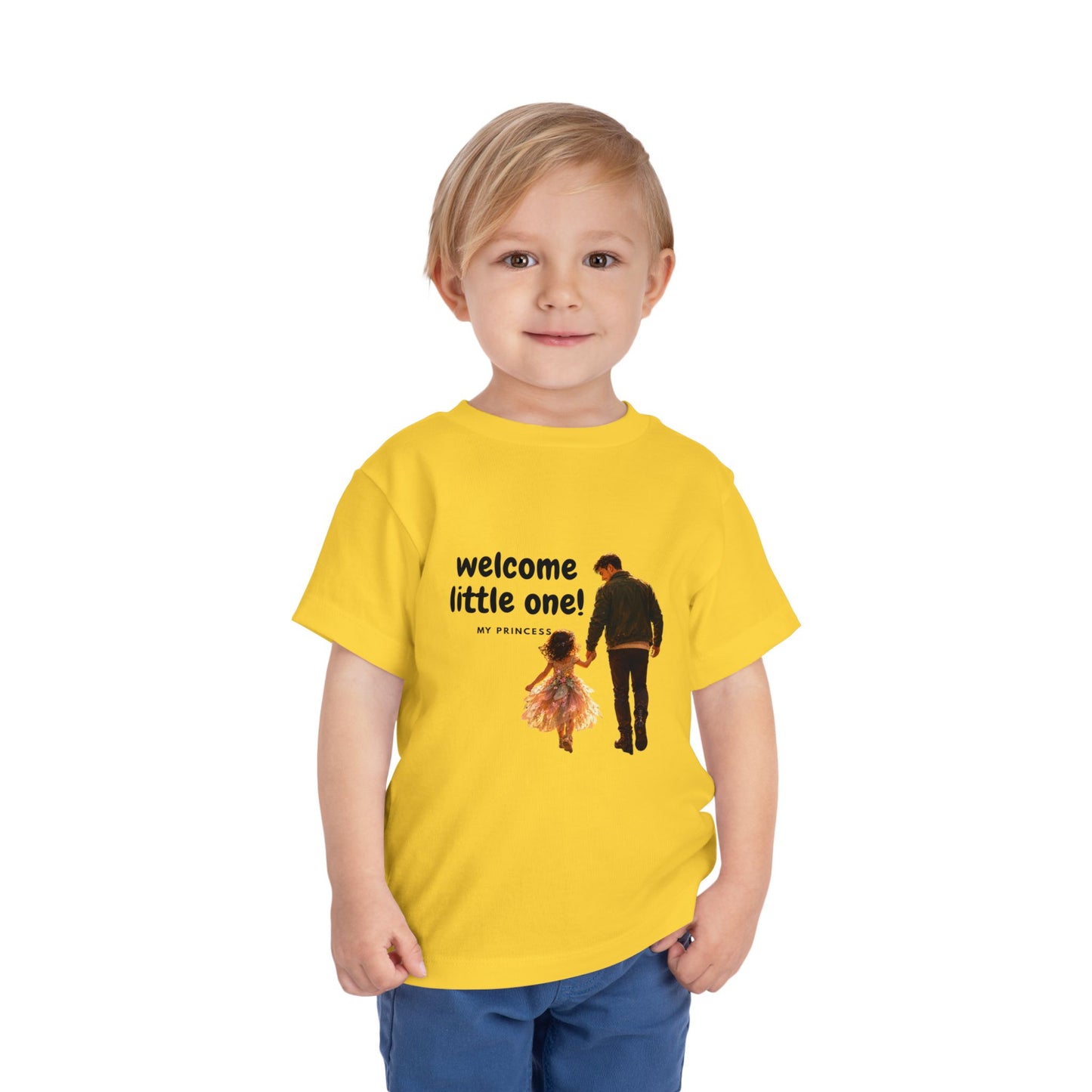 Toddler Tee — "Welcome Little One" Father & Daughter Walk Graphic