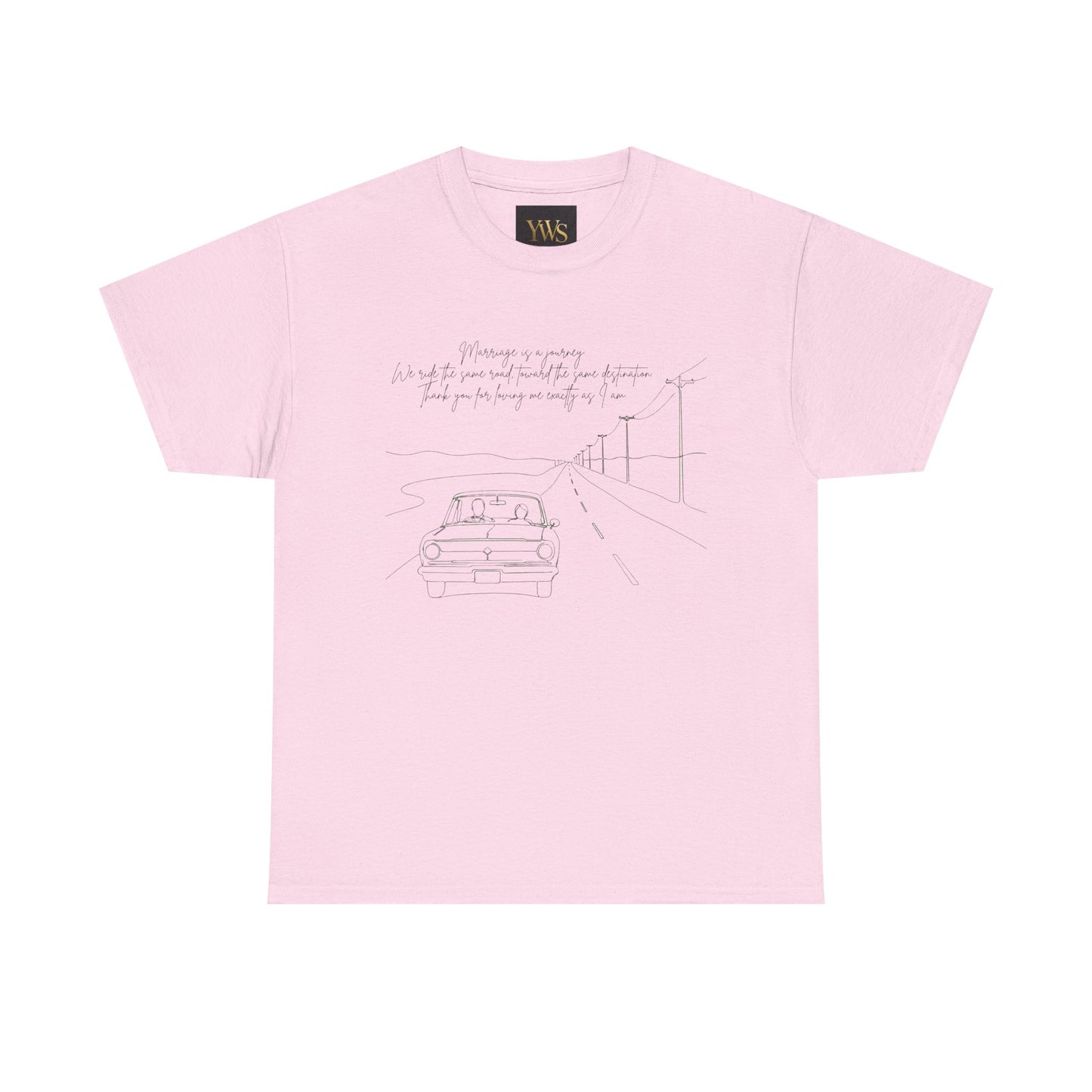 Vintage Road Sketch Tee — Minimal Car Illustration with Handwritten Quote