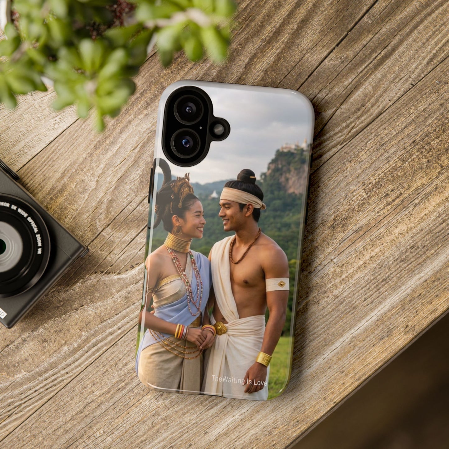 Phone Case — Romantic Couple Photo Print, Tropical Temple Landscape Protective Cover