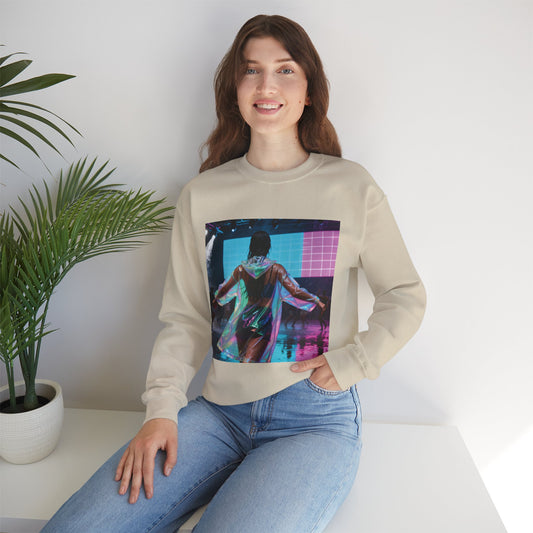 Retro Neon Concert Sweatshirt — Glitchy Music Festival Crewneck