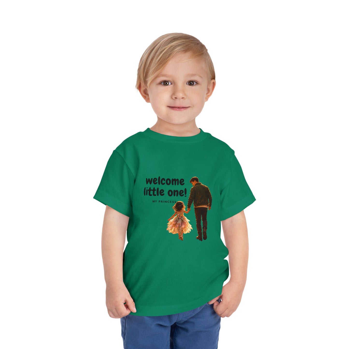 Toddler Tee — "Welcome Little One" Father & Daughter Walk Graphic
