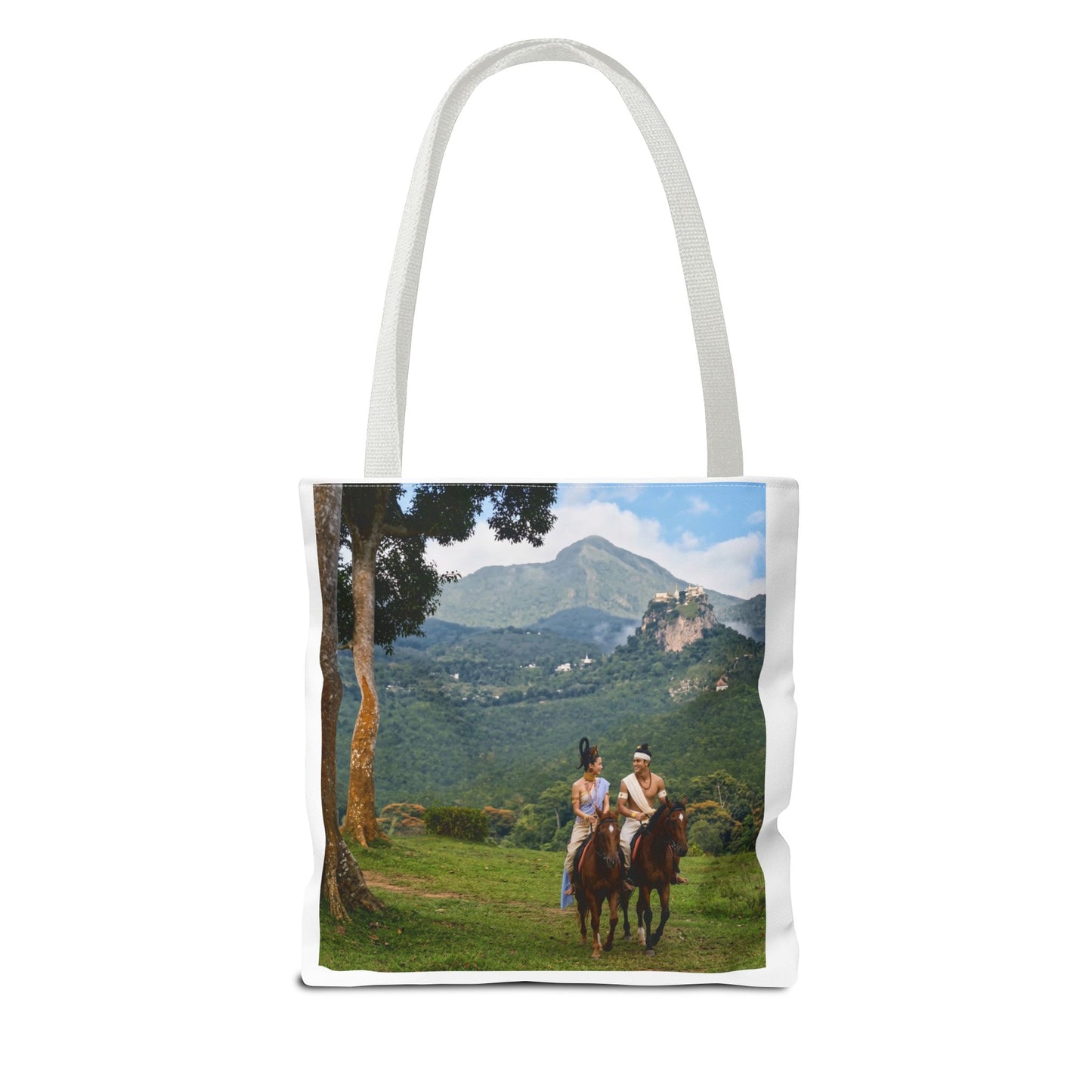 Scenic Couple Illustration Tote Bag — Romantic Travel Landscape AOP