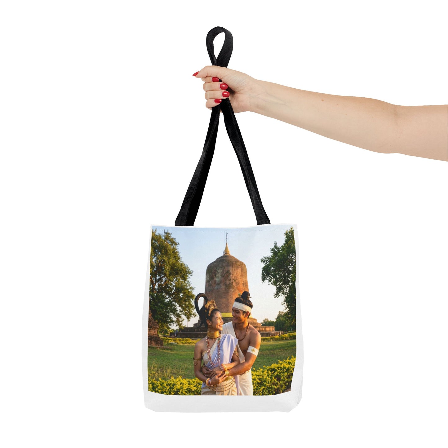 Scenic Couple Illustration Tote Bag — Romantic Travel Landscape AOP